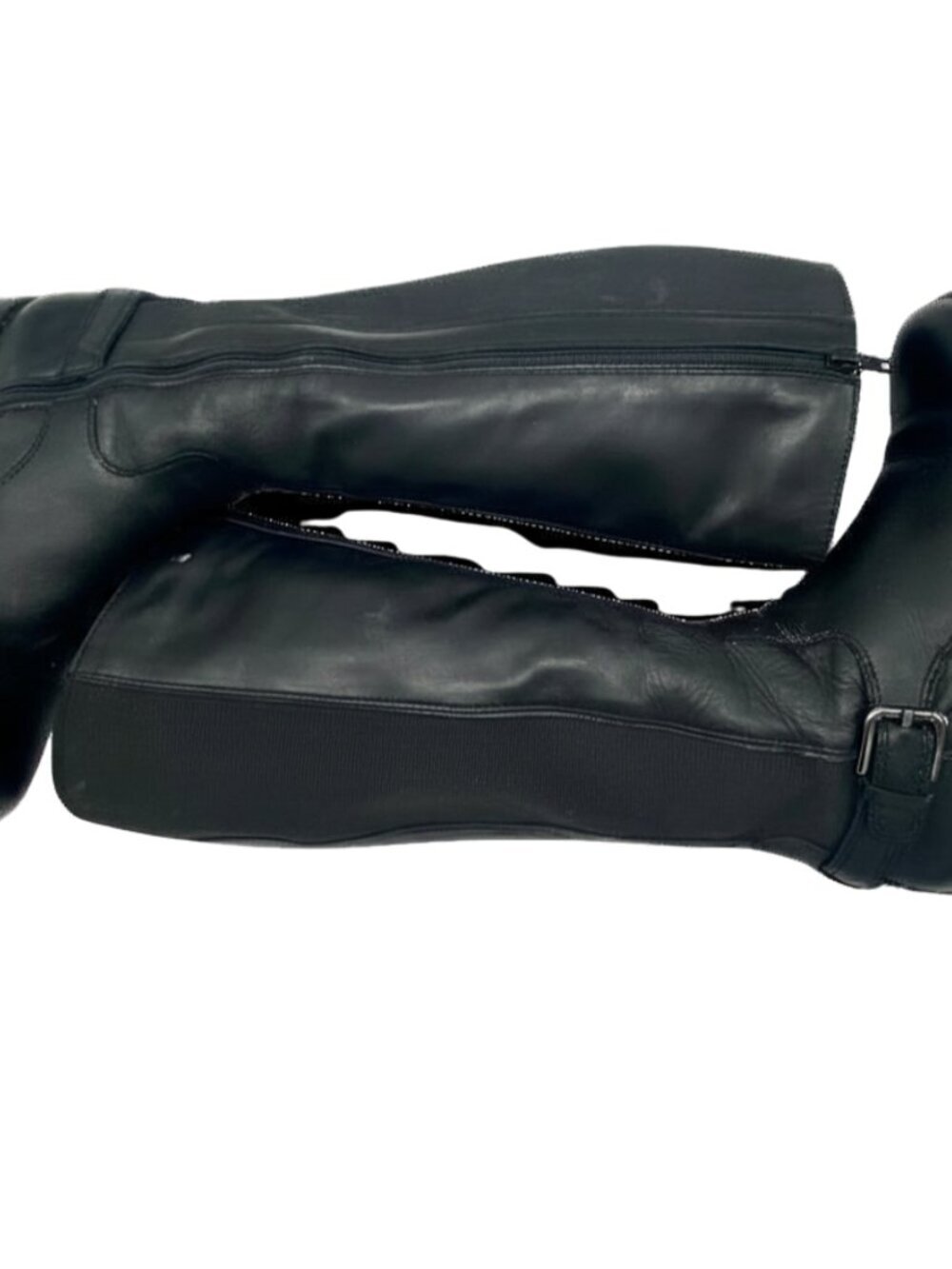 La Canadienne Stefanie Knee High Black Boot Round Toe Buckle Zip US 7.5M - Picture 6 of 10